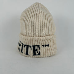 Off-White Cream Logo Knit Beanie