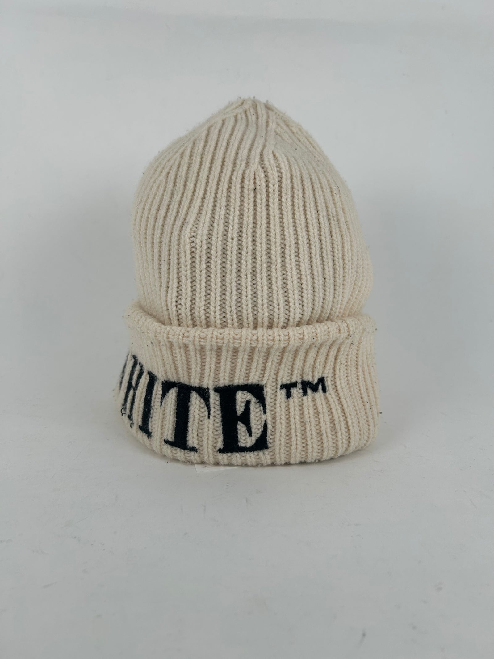 Off-White Cream Logo Knit Beanie