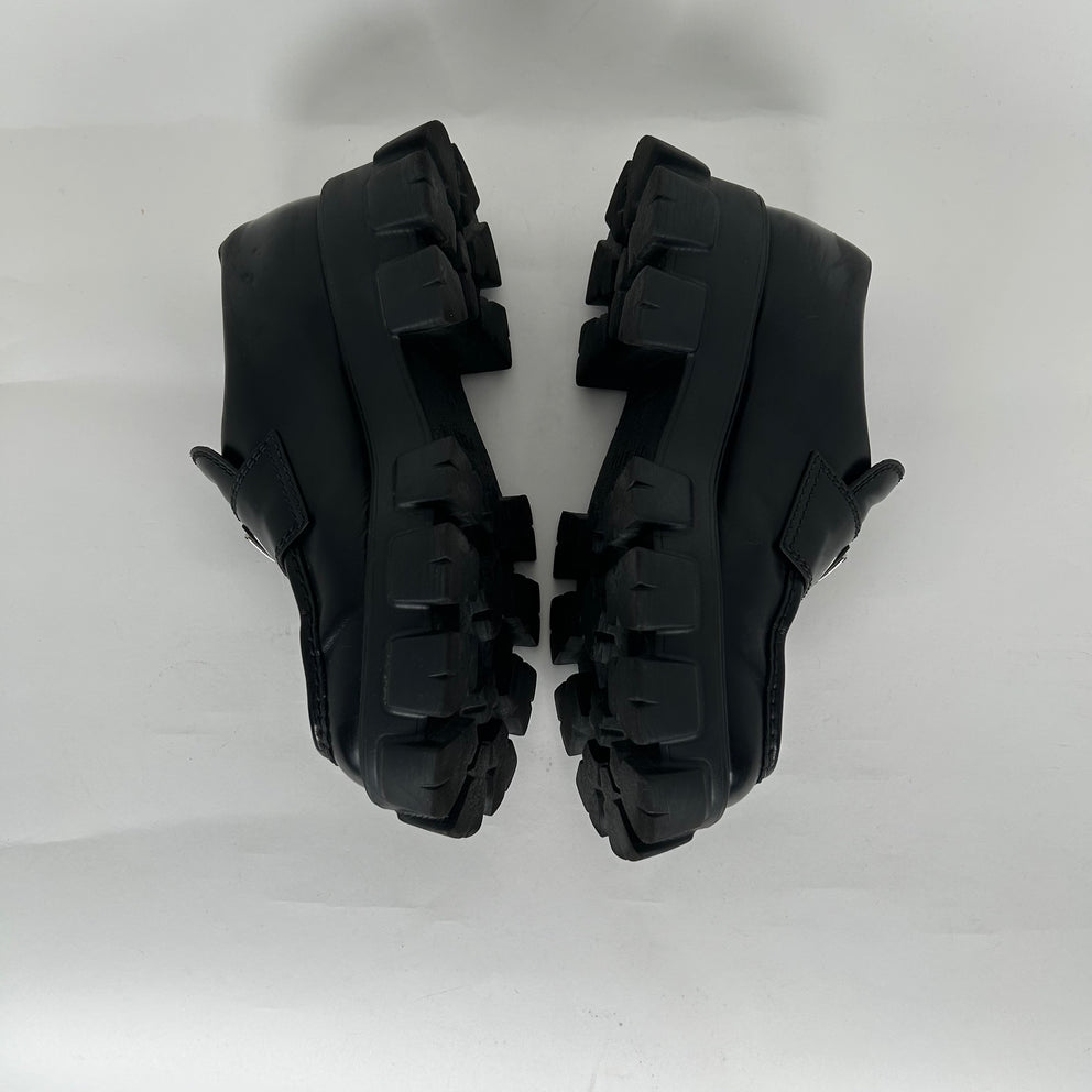 Prada Black Monolith Leather Sneaker Size 10