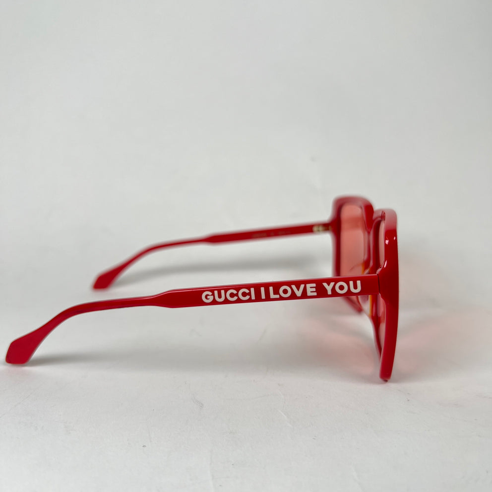 Gucci Red 'I Love You' Square Sunglasses