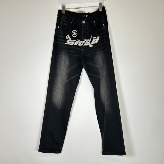 Sicko Black/White Chain Stich Jeans Size 30