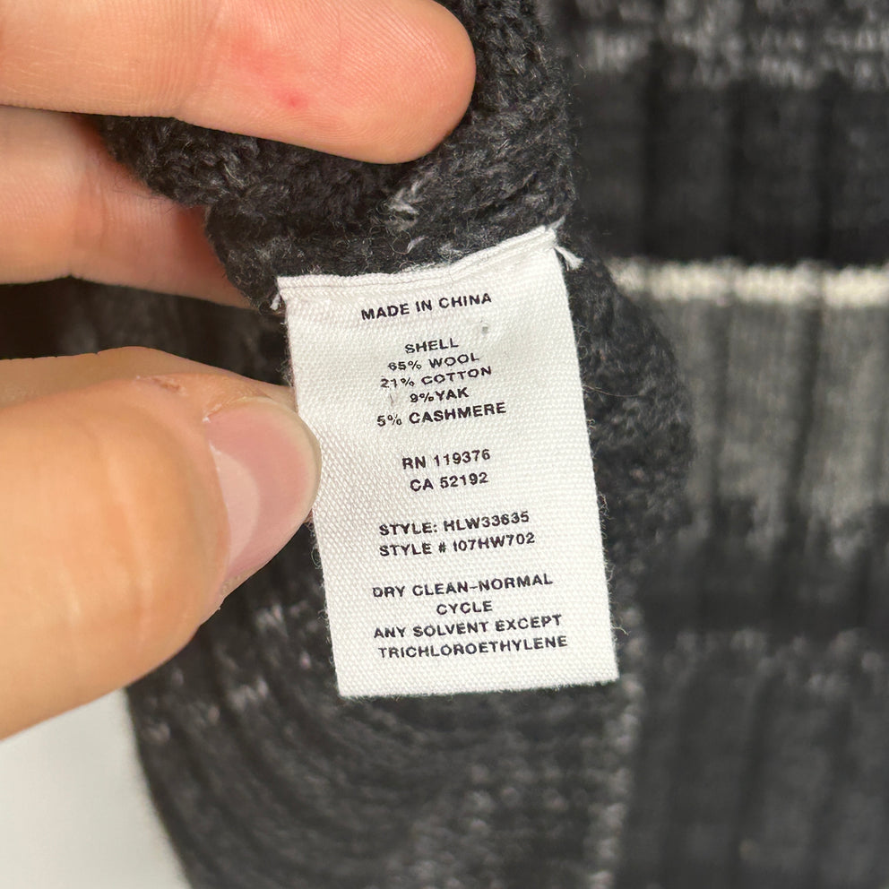 Helmut Lang Grey Stripe Knit Cropped Sweater Size L