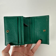 Gucci Diana Bamboo Bi-Fold Green Leather Wallet