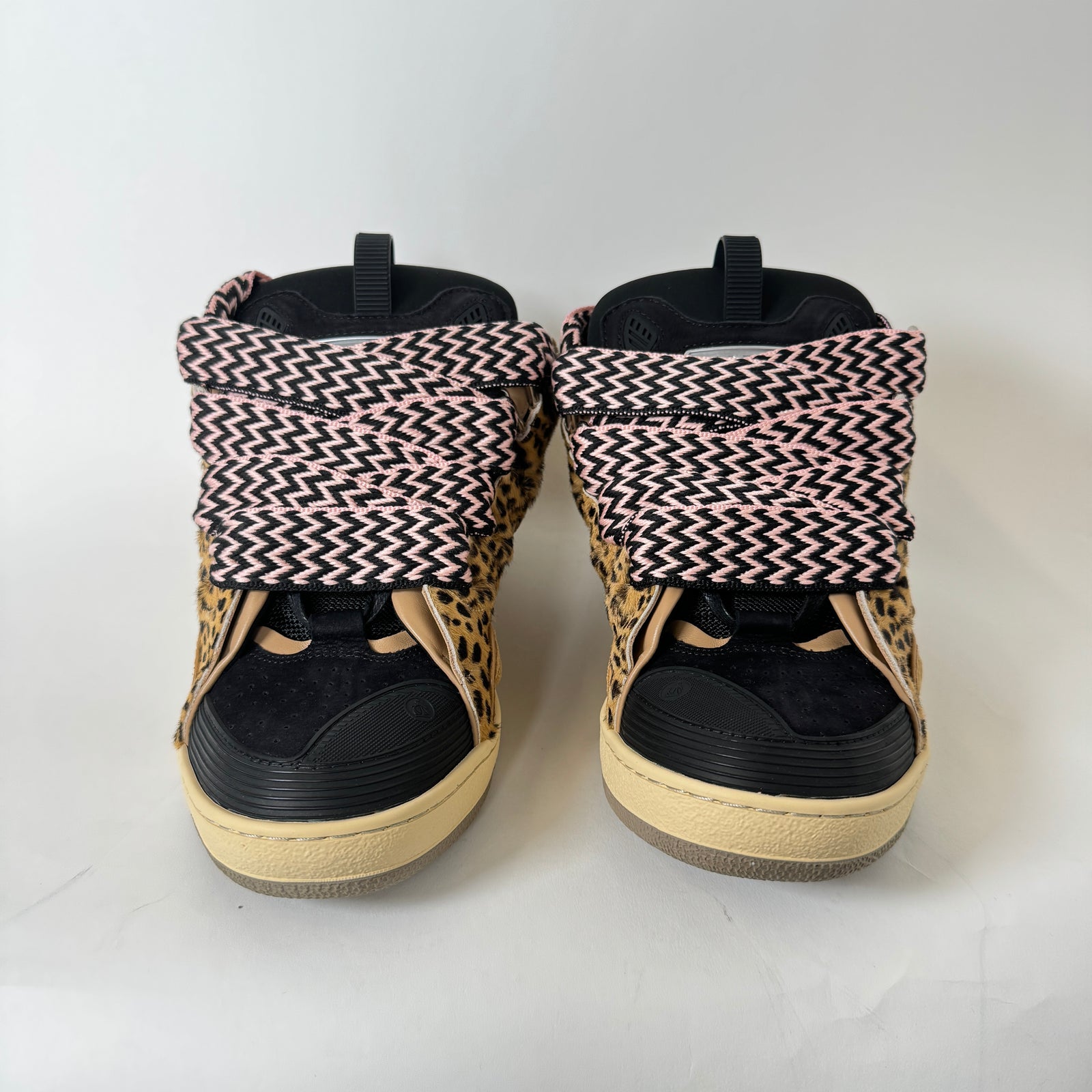 Lanvin Cheetah/Pink Curb Sneakers Size 43
