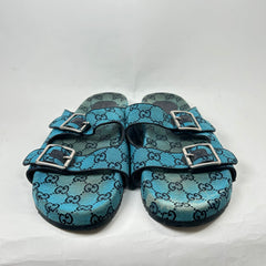 Gucci Blue Monogram Sandals Size 11