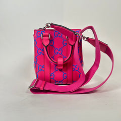Gucci Pink GG Embossed Convertible Web Mini Tote Bag
