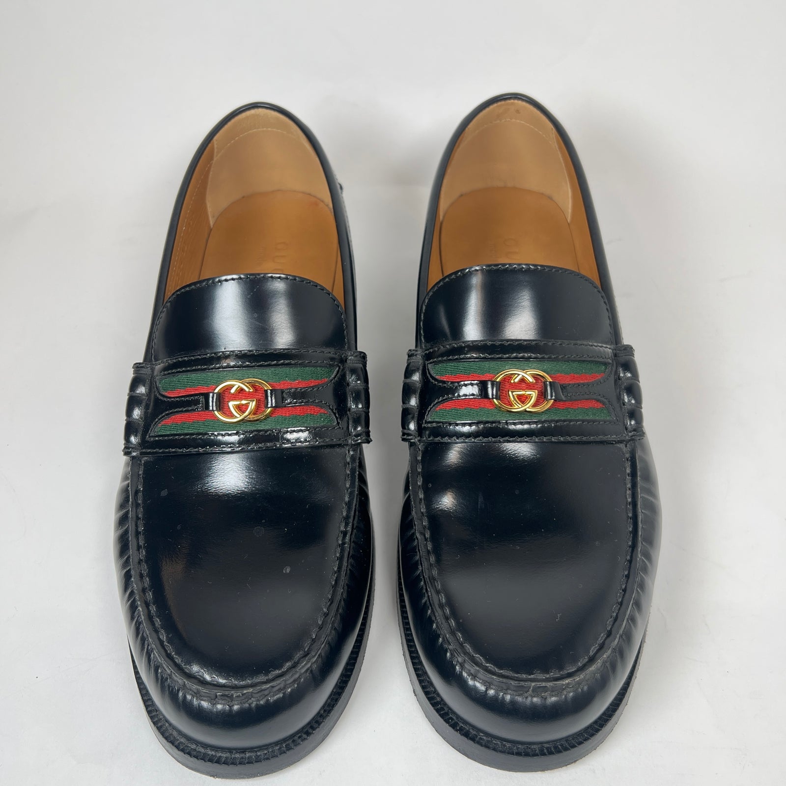Gucci Black Interlocking G Web Kaveh Loafer Size GG 10