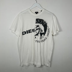 Diesel White Y-The-Brave-Diesel Logo Tee Shirt Size XL