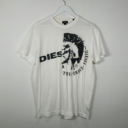 Diesel White Y-The-Brave-Diesel Logo Tee Shirt Size XL