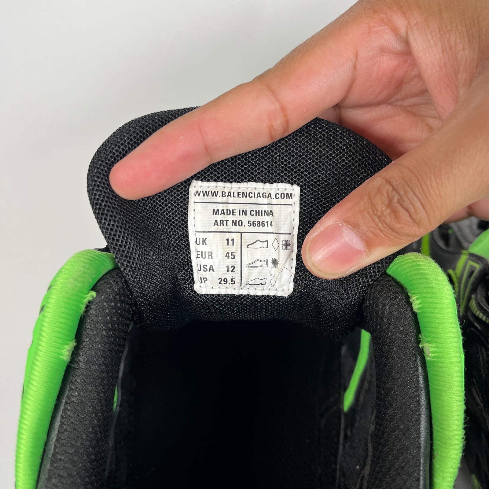 Balenciaga Black/Green Track 2 Sneaker Size 45