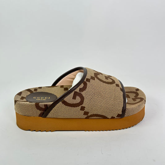Gucci Jumbo GG Canvas Platform Sandals