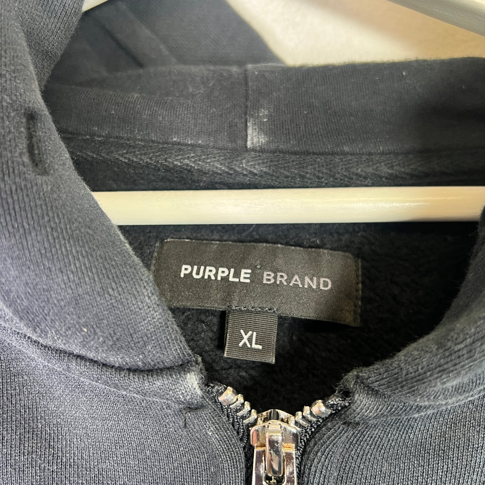 Purple Brand Gothic Print Zip-Up Hoodie