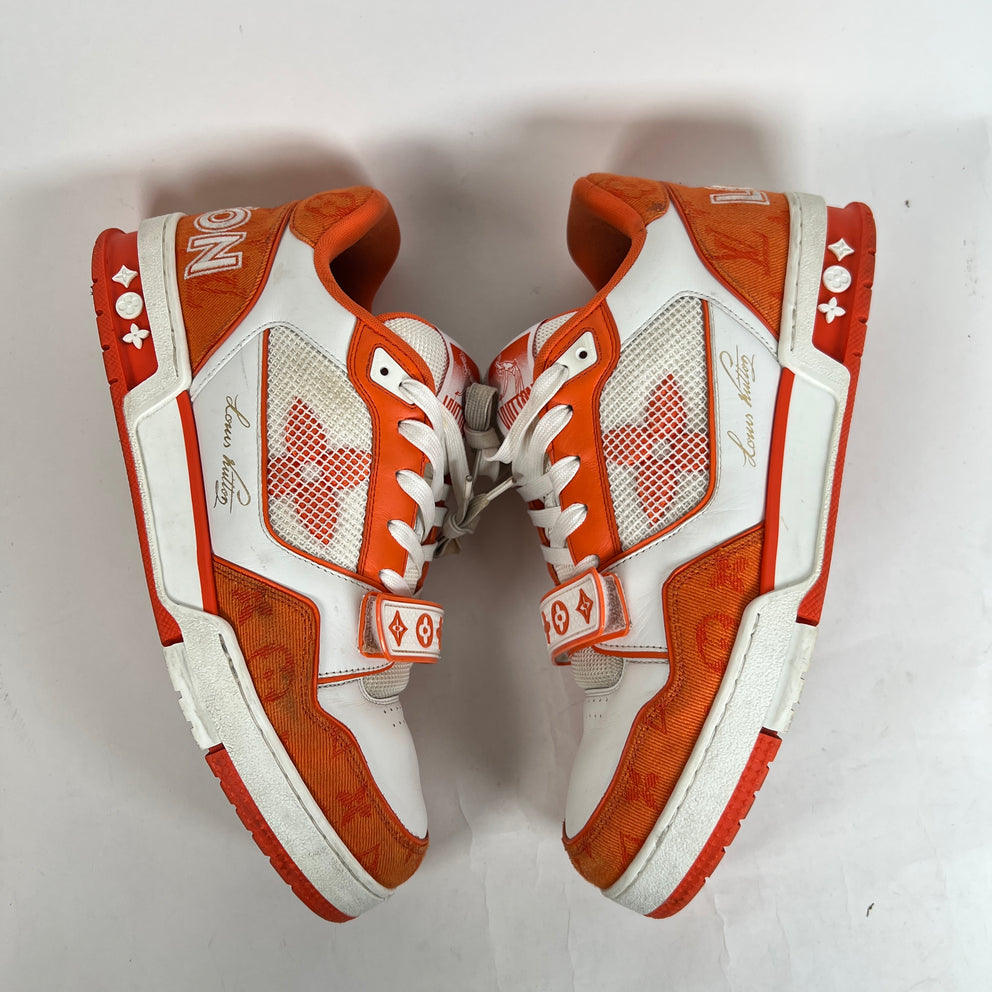 Louis Vuitton Orange Denim Monogram Trainer Size LV 9