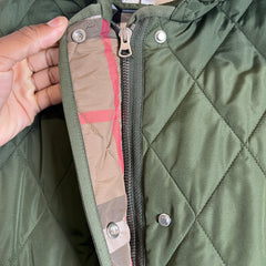 Burberry Olive Quilted Hooded Jacket Size L