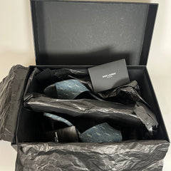 Saint Laurent La 16 Denim Logo Heels Size 37