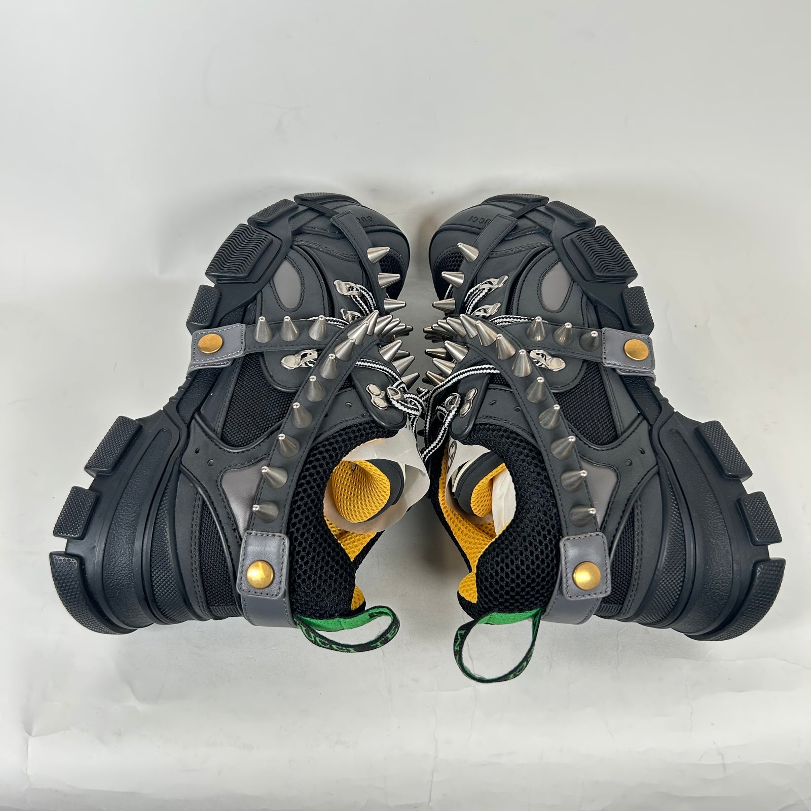 Gucci Black Spiked Flashtrek Sneaker Size GG 7