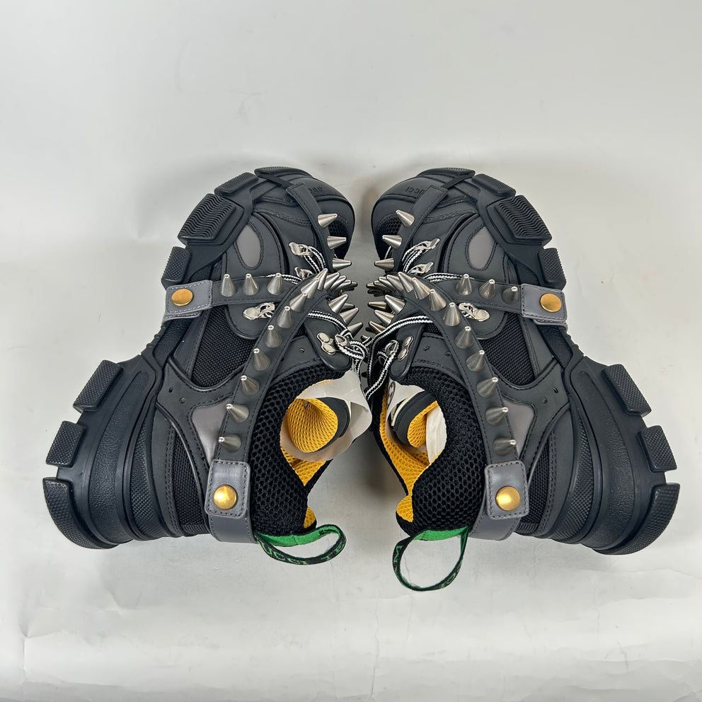 Gucci Black Spiked Flashtrek Sneaker Size GG 7