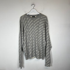 Balenciaga Grey/White Mini Allover Logo Intarsia Sweater Size M