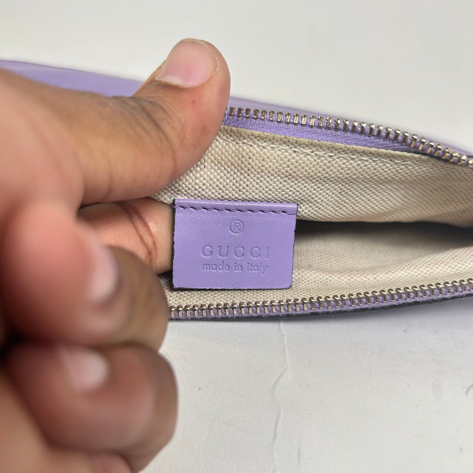 Gucci Purple Leather Clutch Bag