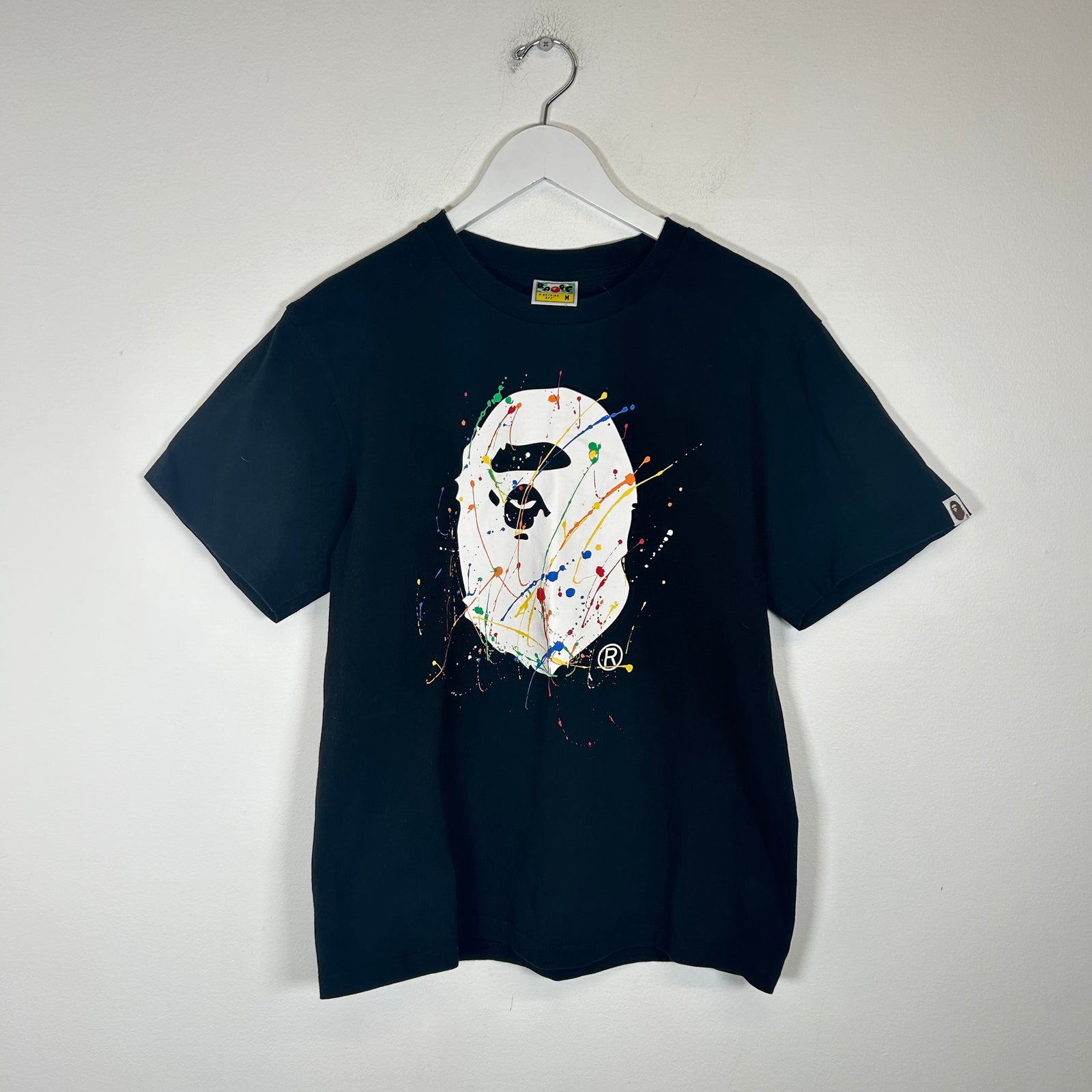 Bape Paint Splatter Ape Head T-shirt Size M