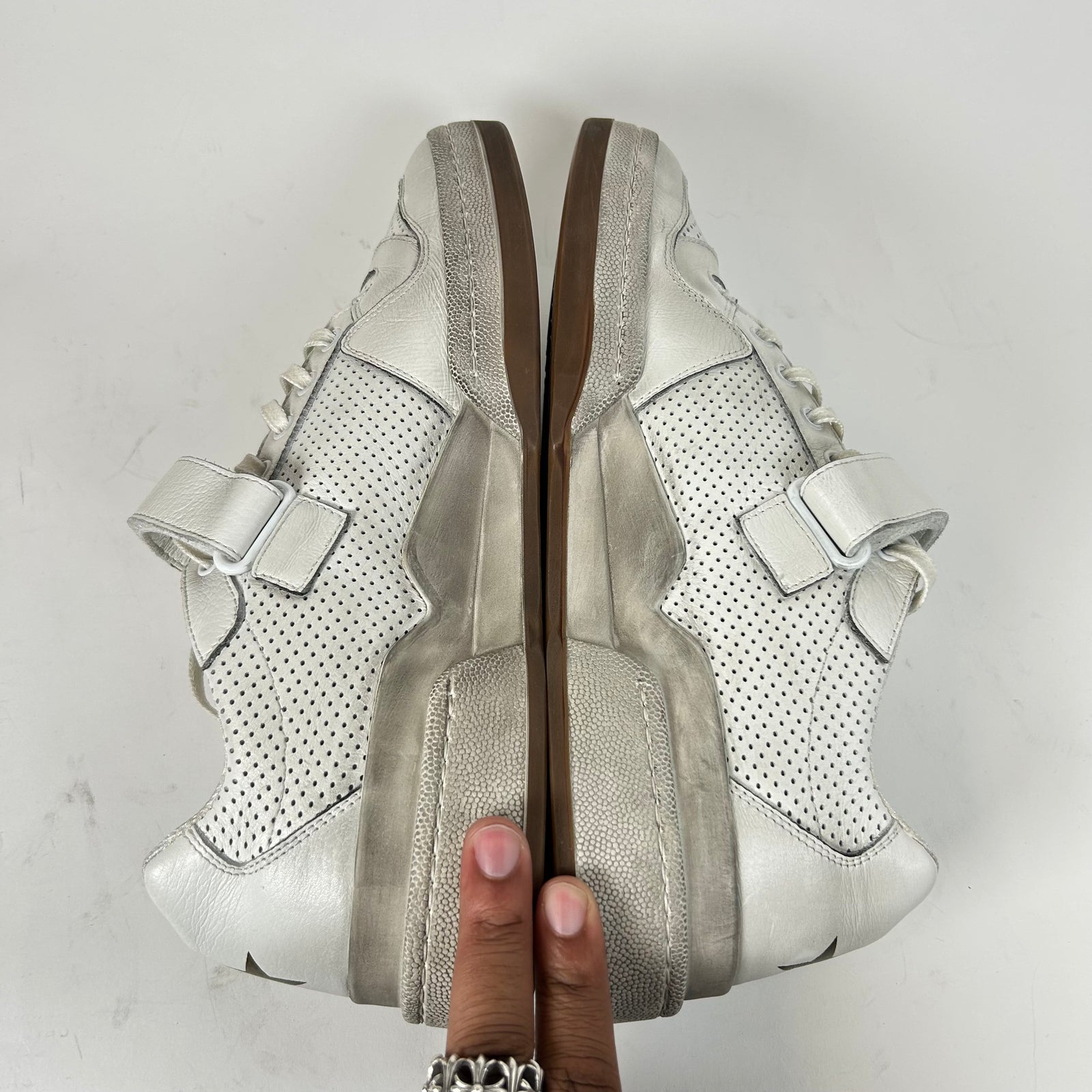 Saint Laurent White SL24 Distressed Low-Top Sneaker Size 45