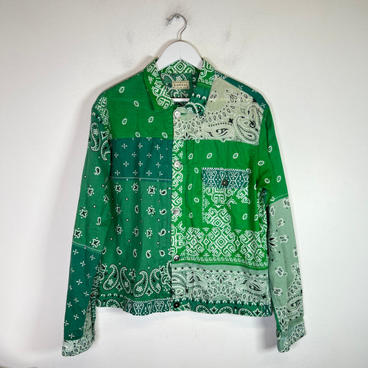 Kapital Green Bandana Patchwork Butt-Up Shirt Size 4