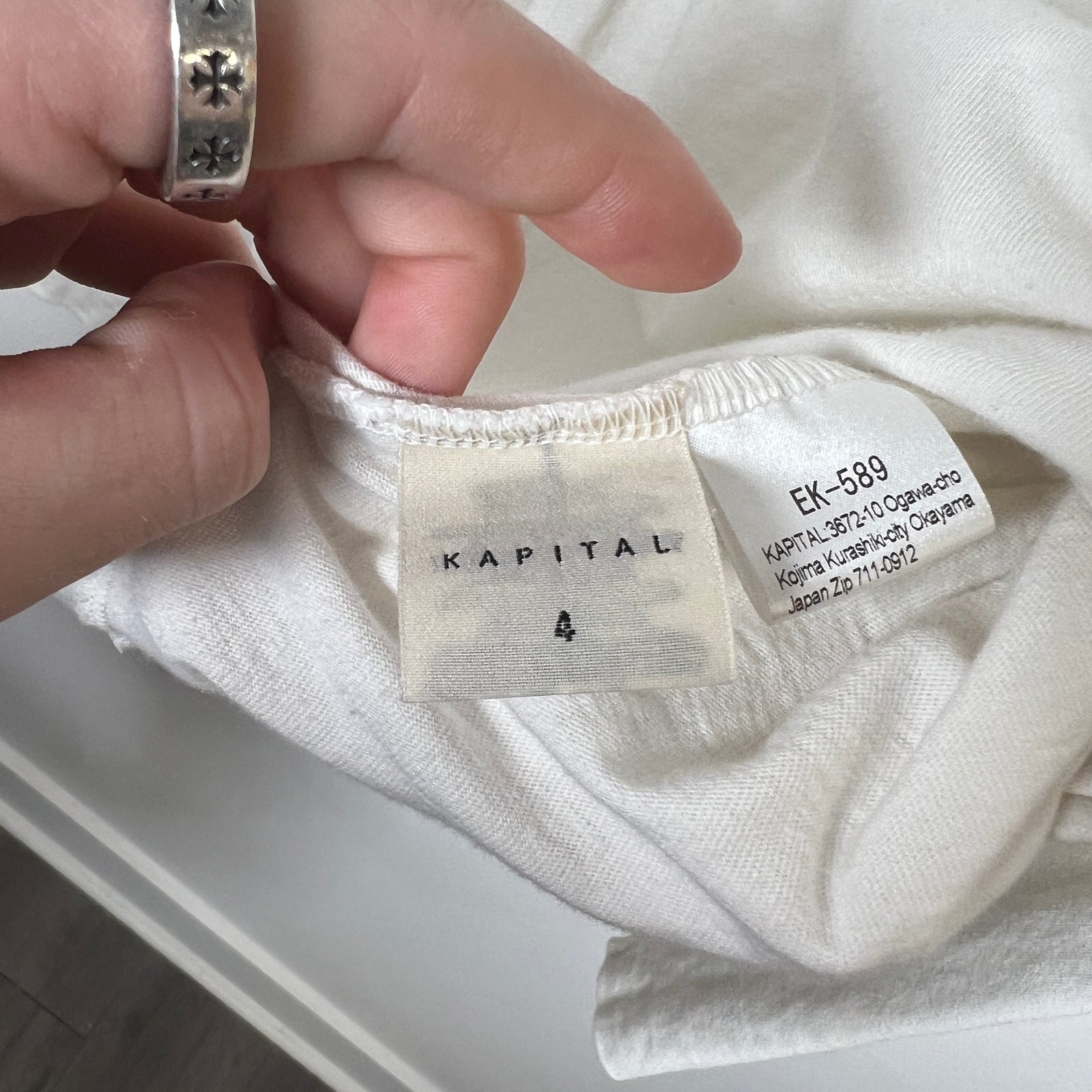 Kapital White Smiley LS Tee Sz 4