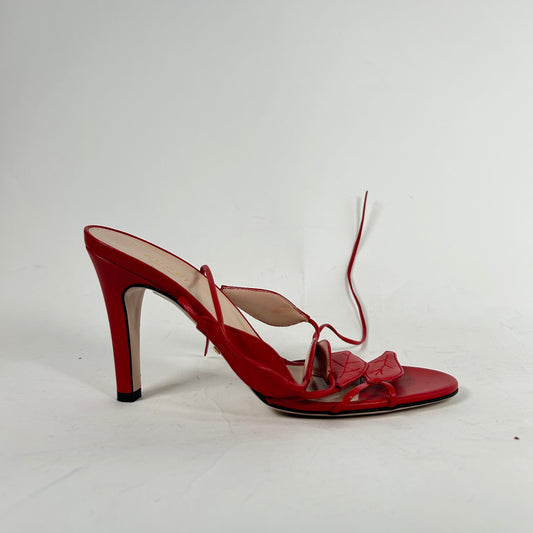 Gucci Red Leather Slingback Heels Size 37.5