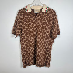 Gucci Brown Monogram Polo Shirt Size M