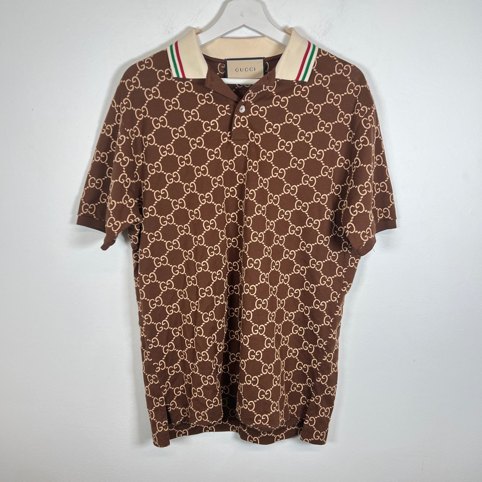 Gucci Brown Monogram Polo Shirt Size M