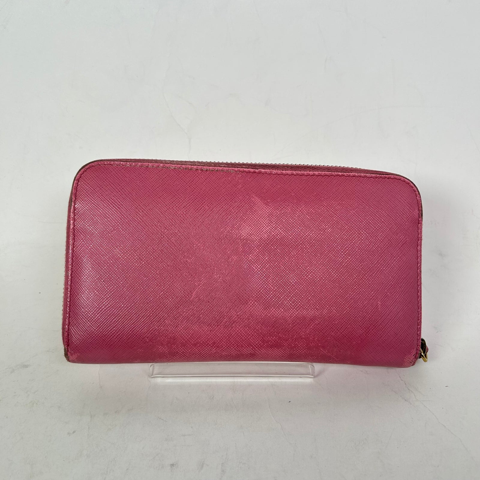 Prada Pink Saffiano Zip-Around Wallet