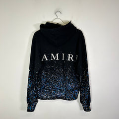 Amiri Black Crystal Paint Splatter Hoodie Size S