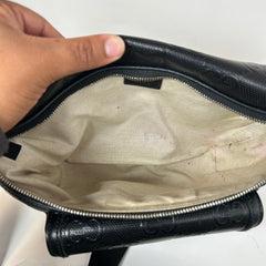 Gucci Black Jumbo GG Embossed Leather Belt Bag