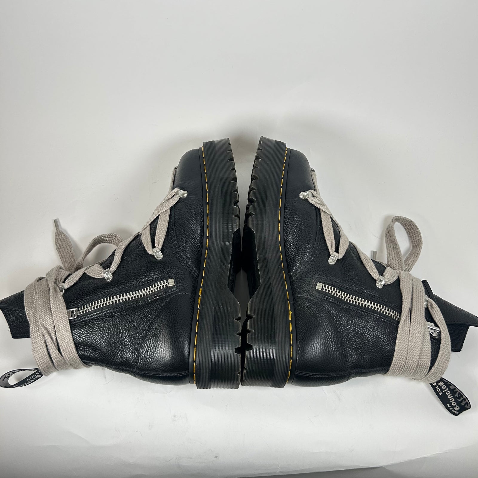 Rick Owens x Dr. Martens Black 1460 Quad Sole Pentagram Jumbolace Boots Size 13