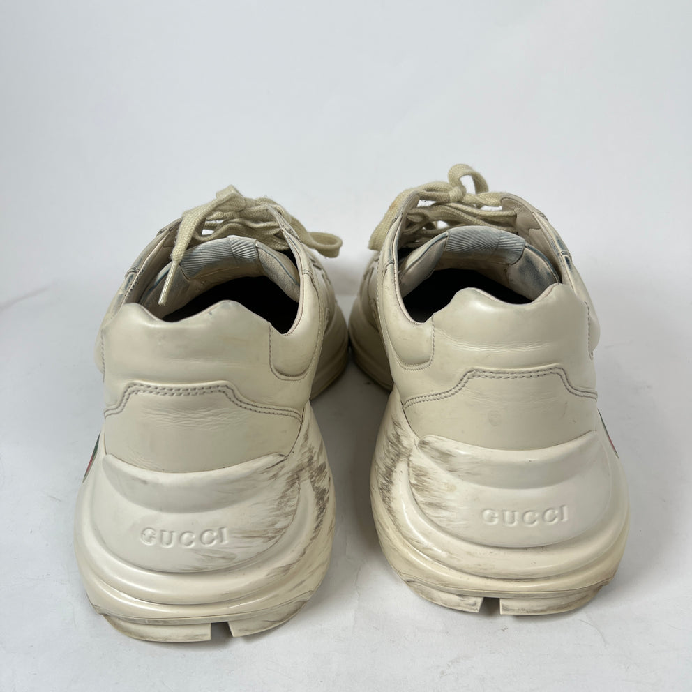 Gucci Beige Classic Logo Rhyton Sneaker Size GG 9.5