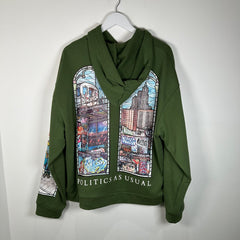 Who Decides War Stained Glass Green Hoodie Size M