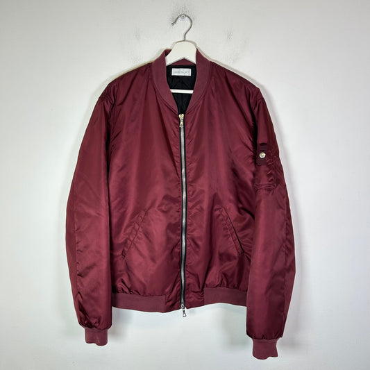 John Elliot Burgundy Nylon Bomber Jacket Size L