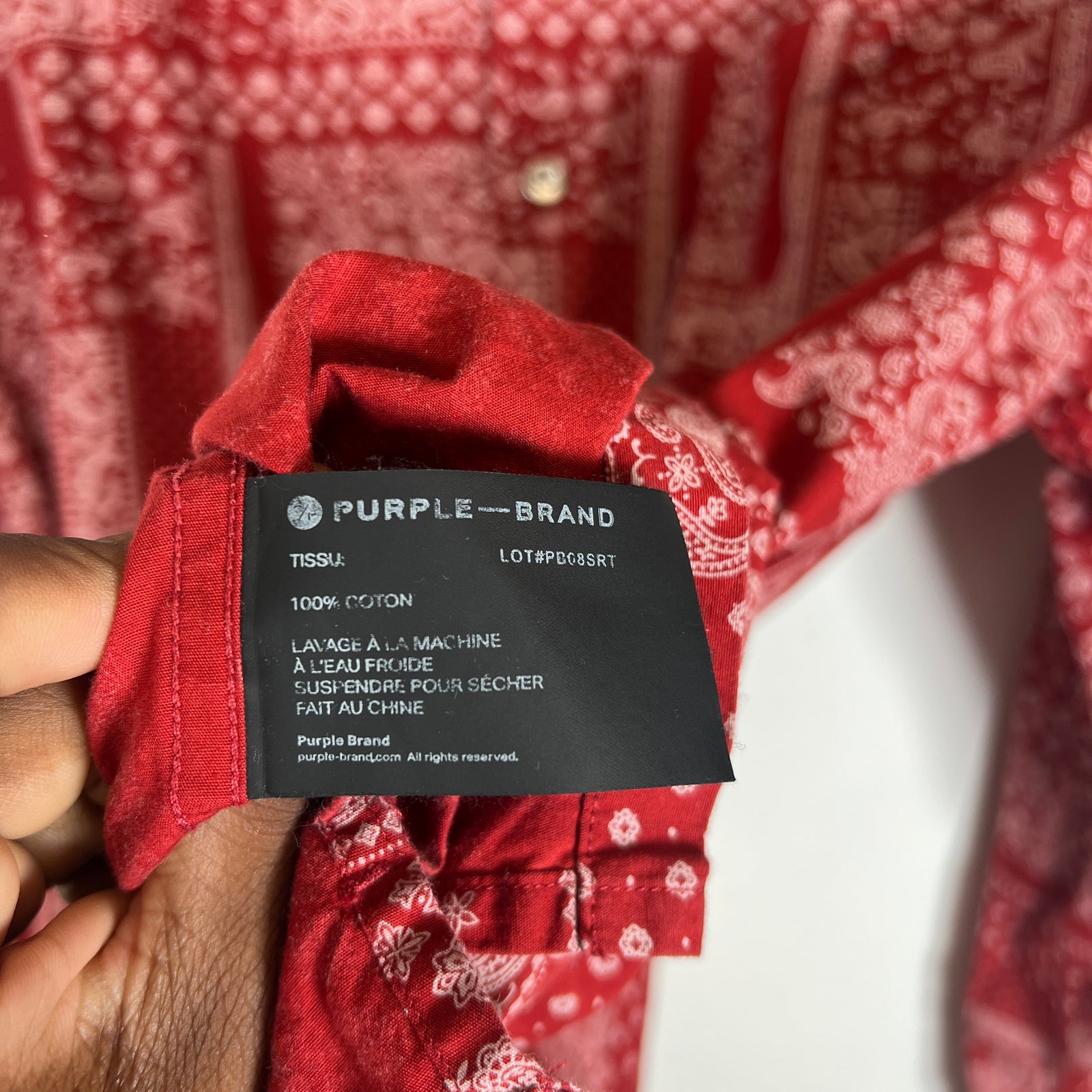 Purple Brand Red Paisley Button-Up Shirt Size L