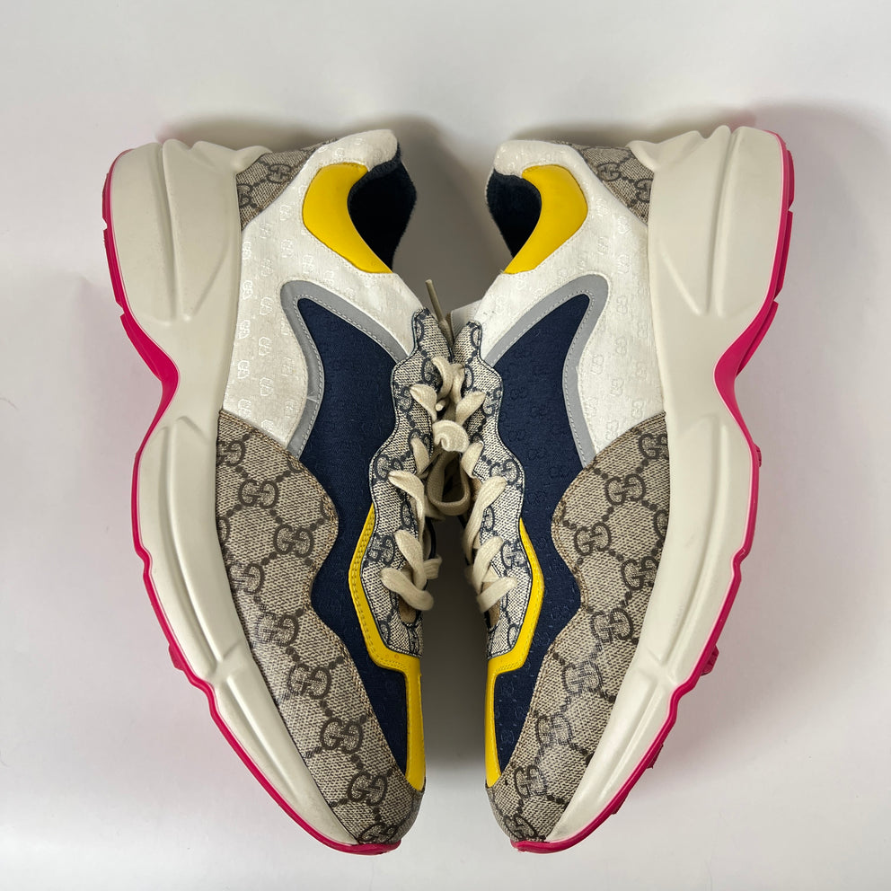 Gucci Beige/Yellow Rhyton Sneaker Size GG 12