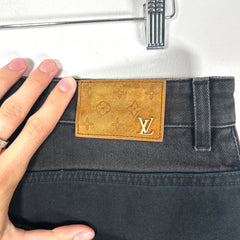 Louis Vuitton Black Monogram Work Denim Jeans Size 32