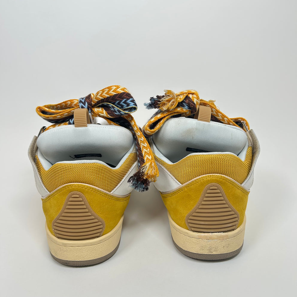 Lanvin White/Yellow Curb Sneakers Size 44