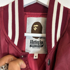 Bape Burgundy B.A Nylon Varsity Jacket Size M