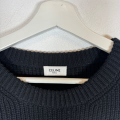 Celine Black Oversized Wool Knit Sweater Size L