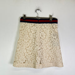 Gucci Ivory Web Lace Midi Skirt