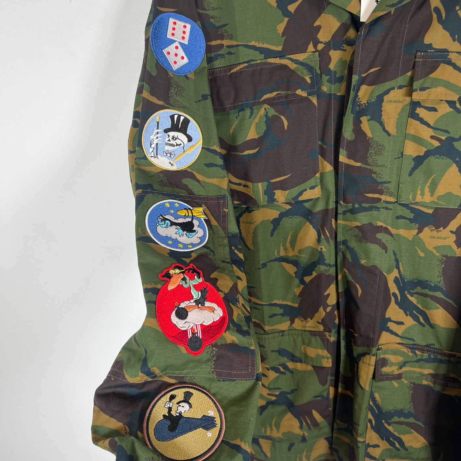 Off-White SS18 Camo Field Patches M-65 Cargo Jacket Size XXL