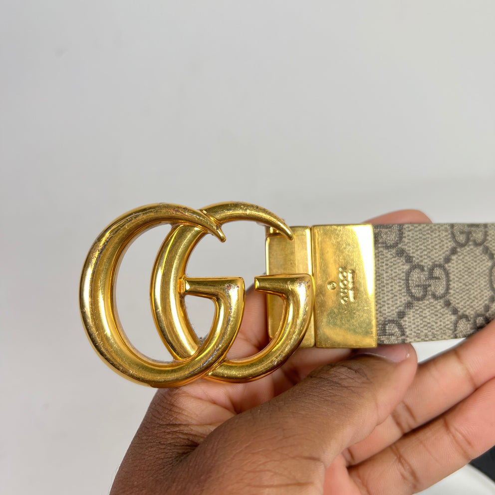 Gucci Gold GG Marmont Reversible Belt