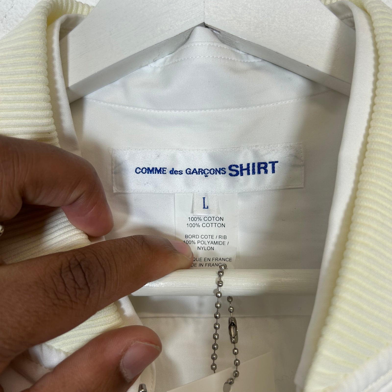 CDG SHIRT White Hybrid Jacket Size L