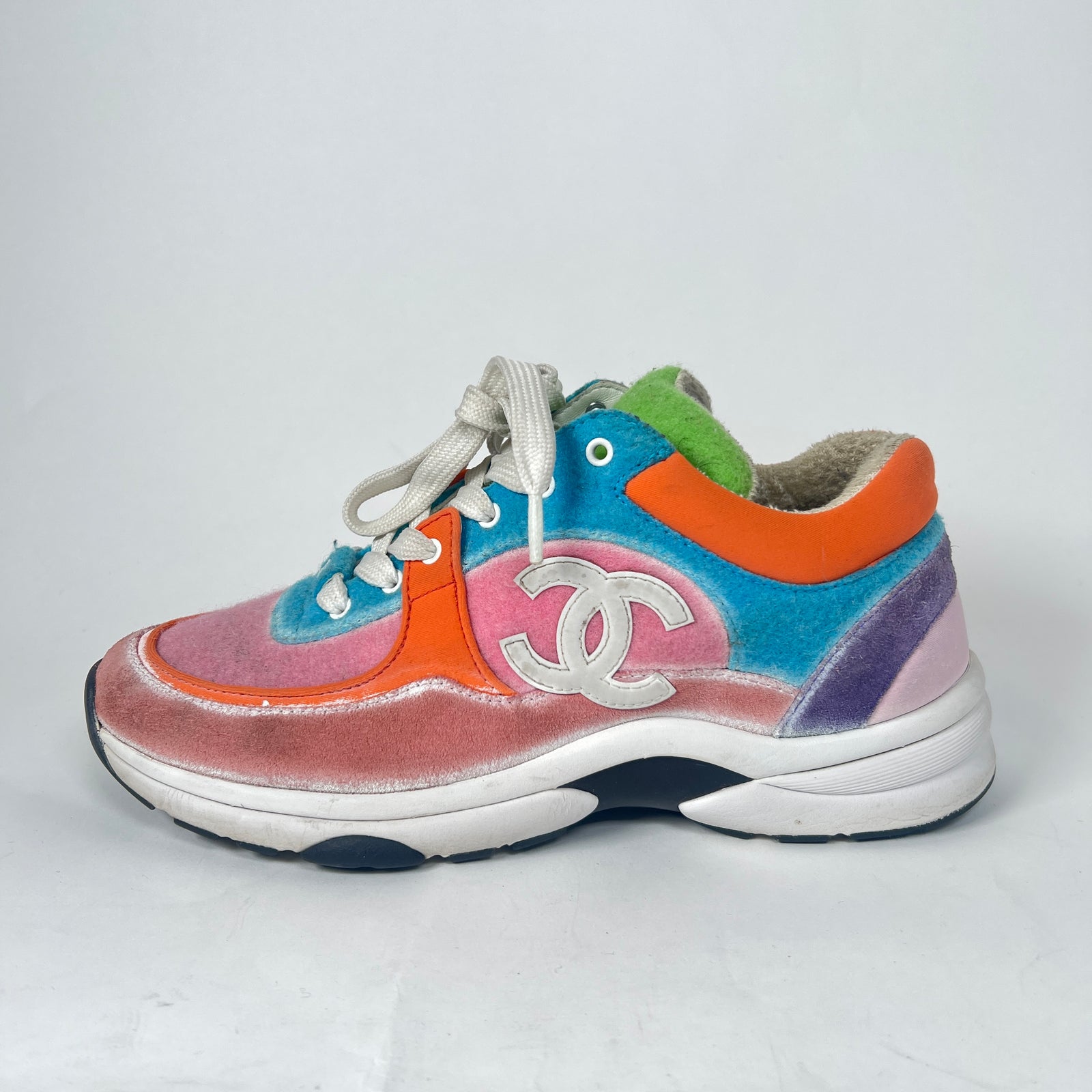 Chanel Multicolor Interlocking CC Suede Runner Size 39