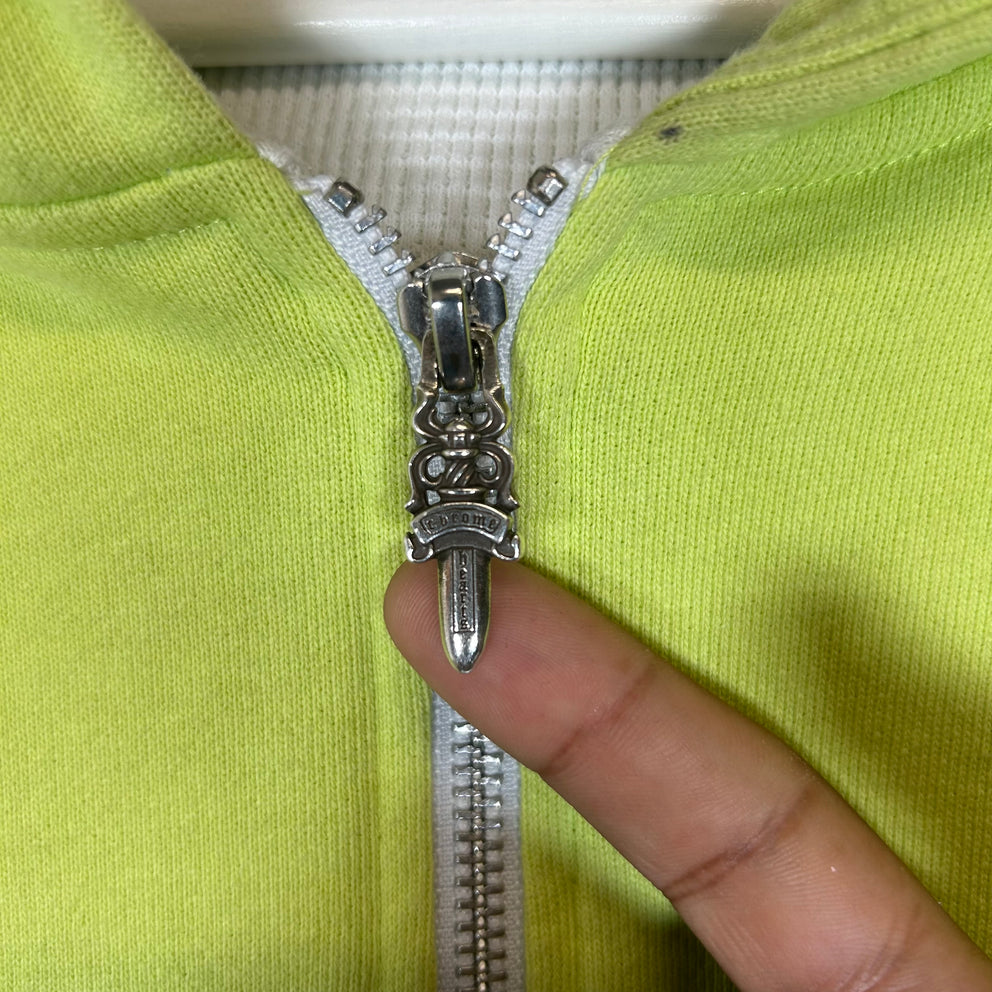 Chrome Hearts Matty Boy Neon Yellow Link Zip Up Hoodie Size L