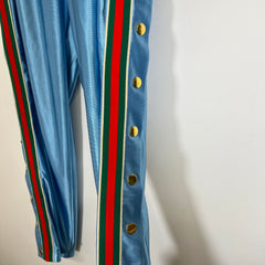 Gucci Shiny Jersey Web Blue Track Pants Size S